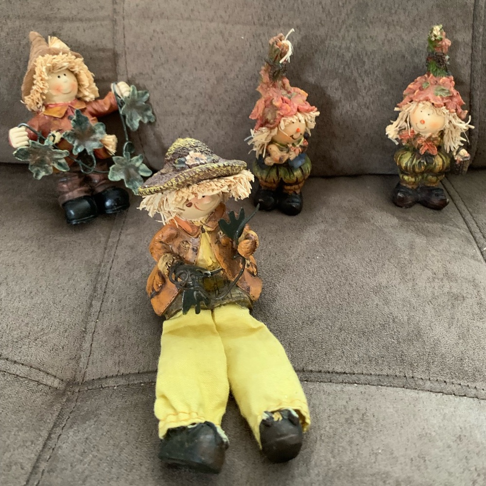 Tiny Cute Scarecrow. Group of 4